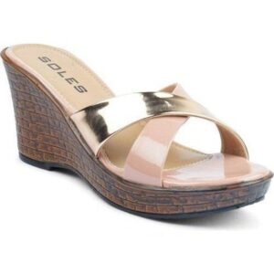 SOLES Pink Rose Gold Wedges - Feminine & Chic Footwear