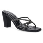SOLES Slip-On Embellished Block Heel Sandals