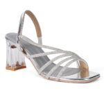 SOLES Strappy Rhinestone Transparent Heeled Sandals