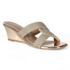 SOLES Ethnic Embellished Small Wedge Heel Slip-on