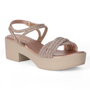 SOLES Shimmer Platform Block Heel Sandals