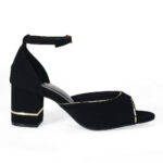 SOLES Metallic Piping Counter Back Block Heel Sandals