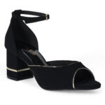 SOLES Metallic Piping Counter Back Block Heel Sandals