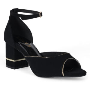 SOLES Metallic Piping Counter Back Block Heel Sandals