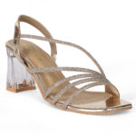 SOLES Strappy Rhinestone Transparent Heeled Sandals